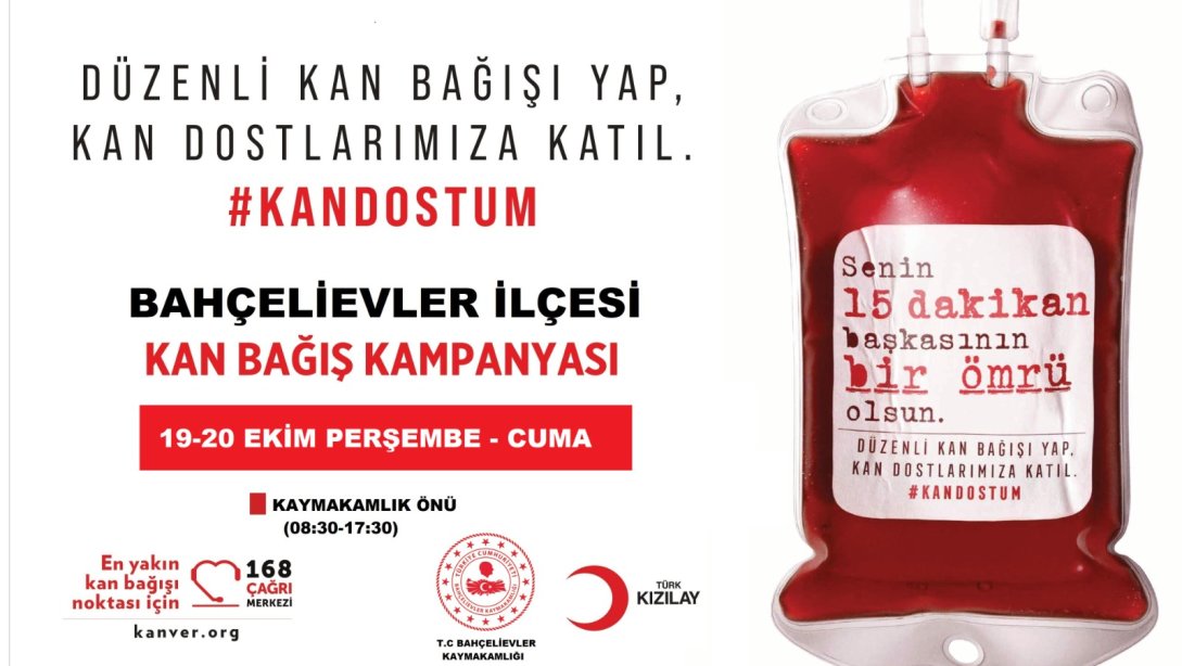 Bahçelievler Kaymakamlığımız ve Türk Kızılayı İş Birliği ile Düzenlediğimiz Kızılay Kan Bağışı Organizasyonumuza Desteklerinizi Bekliyoruz